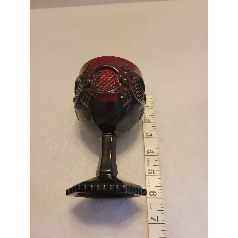 Avon Vintage Ruby Red Glass 1876 Cape Cod Water Goblet Candle Holder